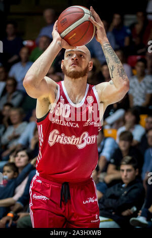 Desio, Italien. 07 Okt, 2019. Reggie Upshaw (Grissin Bon Reggio Emilia) während Legabasket Serie A Basketball match Acqua S. Bernardo Pallacanestro Cantu' vs Grissin Bon Reggio Emilia. Host-Team gewann ein Spiel nie in Diskussion mit der Kerbe von 75-92 in Desio, Pala Banco Desio, Italien, 6. Oktober 2019. (Foto von Matteo Cogliati/Pacific Press) Quelle: Pacific Press Agency/Alamy leben Nachrichten Stockfoto