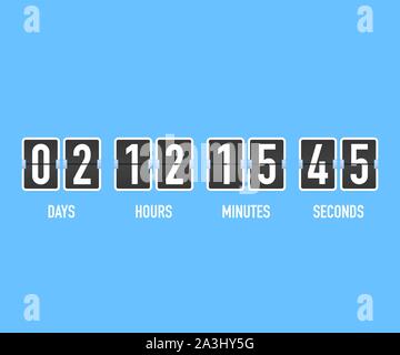 Vektor Countdown Uhr Zähler Timer. UI-app Digitale Countup Kreis Vorstand meter mit Kreis Zeit pie Diagramm. Anzeiger von Tag, Stunde, Minuten und Stock Vektor