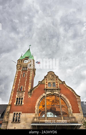 Alter Bahnhof von Elsass touristische Stadt Colmar Stockfoto