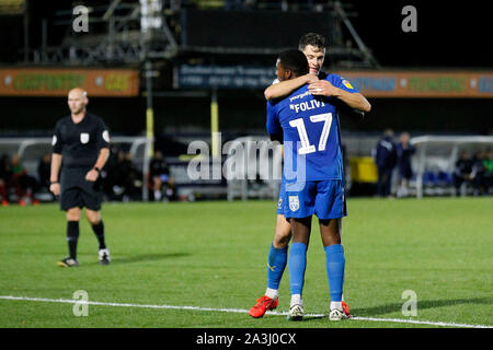 Kingston, UK. 08 Okt, 2019. Ziel - Callum Reilly von AFC Wimbledon während der Leasing.com Trophy Match zwischen AFC Wimbledon und Leyton Orient im Cherry Red Records Stadion, Kingston, England am 8. Oktober 2019. Foto von Carlton Myrie/PRiME Media Bilder. Credit: PRiME Media Images/Alamy leben Nachrichten Stockfoto