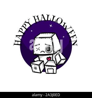 Niedlich bösen Kaninchen halloween woodoo Spielzeug nähen Stock Vektor