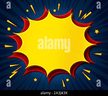 Comics Hintergrund. Cartoon Poster im Pop Art Stil mit gelb-rot Sprechblasen mit Halbton- und Soundeffekten. Lustig bunte Banner mit fo Stock Vektor