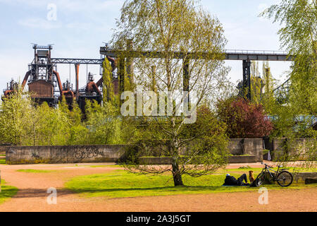 Duisburg Landschaftspark Nord, ehemaligen Stahlwerk in Duisburg Meidrich, Hochöfen, Emscherpromenade, Deutschland Stockfoto