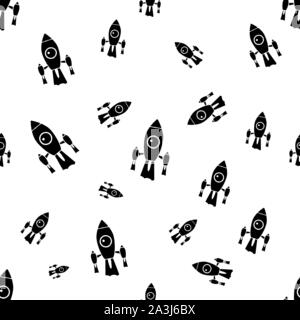 Raum Hintergrund für Kinder. Raumschiff nahtlose Muster mit Silhouette Raketen. Vektor wallpaper isoliert Stock Vektor