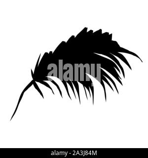 Palm Tree leafage silhouette Vector Illustration. Tropische Flora Blatt schwarzes Symbol. Regenwald Zweig. Exotischen pflanze Laub auf weißem Hintergrund. Natur, Botanik poster Design Element Stock Vektor