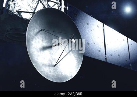 Eine riesige Schüssel mit Antenne, auf einem Platz, entfernt. Elemente dieses Bild wurde von der NASA eingerichtet. Stockfoto