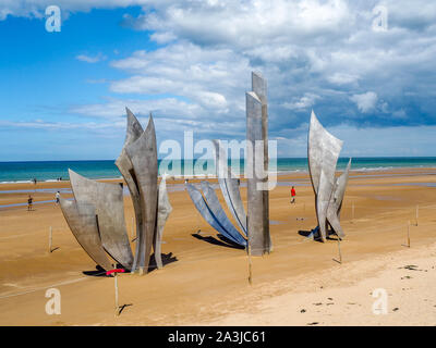 Les Braves Denkmal am Omaha Beach, Normandie, die Ehrung der Soldaten der Normandie Invasion Stockfoto