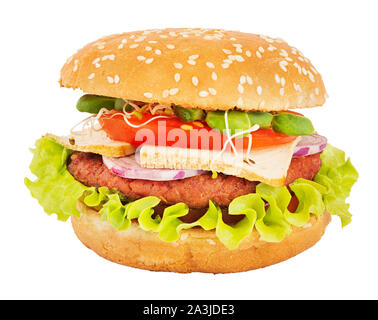 Leckere vegetarische burger isoliert auf weißem Stockfoto