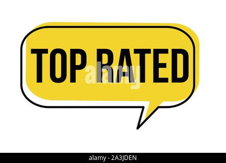 Top Rated Sprechblase auf weißem Hintergrund, Vector Illustration Stock Vektor