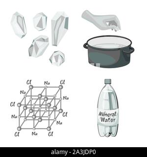 Isoliertes Objekt von Salz und essen Logo. Set Salz- und Mineral vektor Symbol für das Lager. Stock Vektor