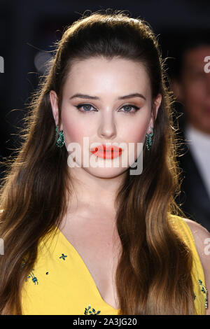 London, Großbritannien. 08 Okt, 2019. LONDON, GROSSBRITANNIEN. Oktober 08, 2019: Katherine Langford für die "Messer aus "Screening als Teil der London Film Festival 2019 im Odeon Leicester Square, London anreisen. Bild: Steve Vas/Featureflash Credit: Paul Smith/Alamy leben Nachrichten Stockfoto