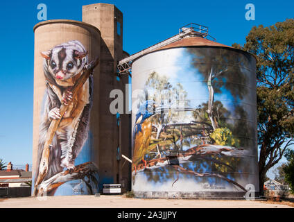 Silokunst von Dvate in Rochester, Nord-Victoria, Australien. Das Bild wurde vor der verheerenden Überschwemmung im Oktober 2022 aufgenommen. Stockfoto