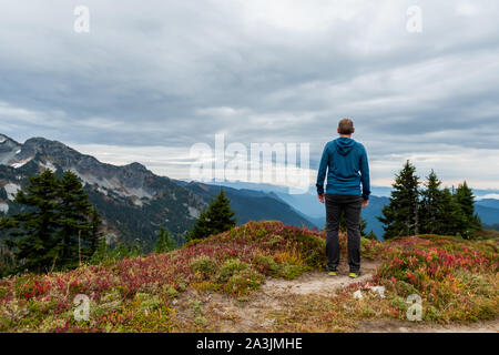 Man blickt über die dramatischen Tatoosh in Washington Wildnis Stockfoto