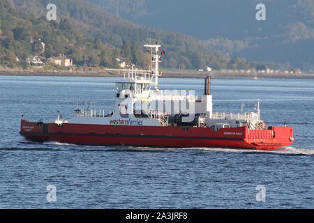 MV Klang der Soay-schafe als, eine Auto- und Passagierfähre betrieben von Western Ferries auf den Firth of Clyde, auf der Gourock nach Dunoon ausführen. Stockfoto