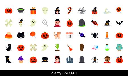 Bundle halloween mit set Symbole Stock Vektor