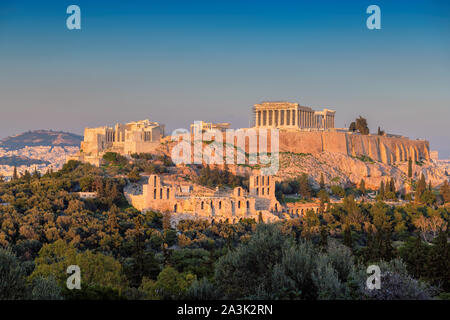 Der Parthenon Tempel der Akropolis von Athen, Griechenland Stockfoto