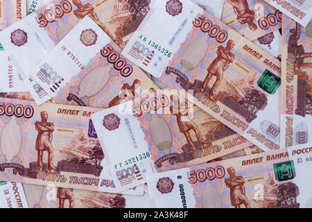 Hintergrund der Russische Rubel Banknote von 5000 Stockfoto