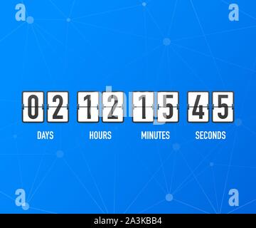 Countdown Uhr Zähler Timer. UI-app Digitale Countup Kreis Vorstand meter mit Kreis Zeit pie Diagramm. Anzeiger von Tag, Stunde, Minuten und Sekunden Stock Vektor