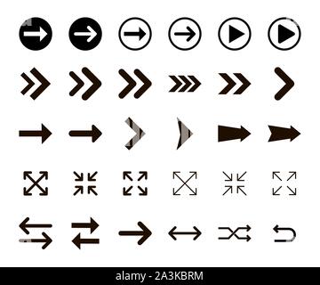 Pfeile vektor Kollektion mit eleganten Stil und Farbe schwarz. Vector lieferbar Abbildung. Stock Vektor