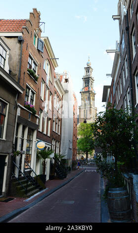 Die schöne Westerkerk Kirche im Zentrum von Amsterdam. Stockfoto