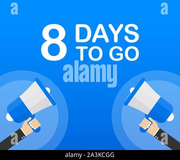 8 Tage flach Symbol auf blauem Hintergrund. Banner für Wirtschaft, Marketing und Werbung. Vector lieferbar Abbildung. Stock Vektor
