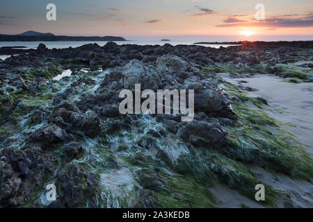 Fünf Finger Strang, Trawbreaga Bay und Dunaff Kopf von Soldaten Hill, Halbinsel Inishowen, Co Donegal, Irland Stockfoto