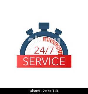 Ständig verfügbare Dienste Symbol. 24 7 Abbildung. Ganze Woche web Arbeiten. Vector lieferbar Abbildung. Stock Vektor