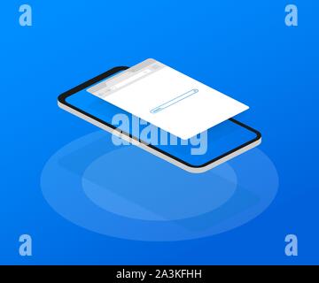 Einfache browser Fenster auf blauem Hintergrund. Browser suchen. Web Browser im flachen Stil. Vector lieferbar Abbildung. Stock Vektor