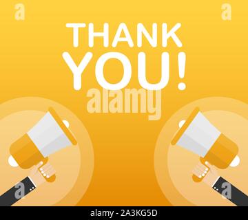 Hand Megaphon mit vielen Dank! Vector lieferbar Abbildung. Stock Vektor