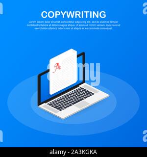Konzept für Copywriting, Content Development, freiberuflich, Blog. Vector lieferbar Abbildung. Stock Vektor