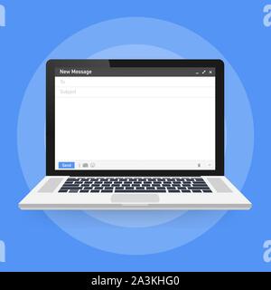 E-Mail-Vorlage. Leere e-mail Browser Fenster. Mail web page Frame auf dem Laptop Bildschirm. Vector lieferbar Abbildung. Stock Vektor