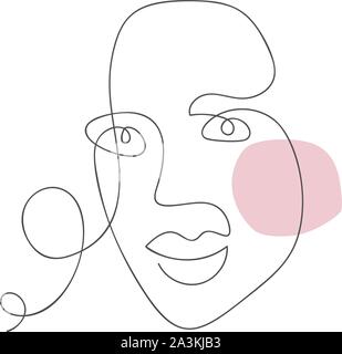 Vektor Frau Gesicht eine Linie zeichnen. Monoline-versicherer portrait minimalistischen Stil. Einfaches Design Illustration Logo oder Symbol für Grußkarten, Beauty Zentrum Stock Vektor