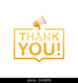 Hand Megaphon mit vielen Dank! Vector lieferbar Abbildung. Stock Vektor