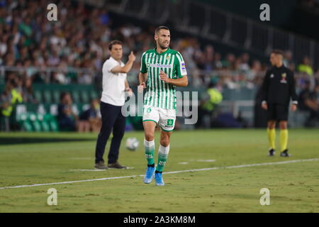 Sevilla, Spanien. 4. Okt, 2019. Alfonso Pedraza (Betis) Fußball: Spanisch "La Liga Santander' Match zwischen Real Betis 1-1 SD Eibar im Estadio Benito Villamarin in Sevilla, Spanien. Credit: mutsu Kawamori/LBA/Alamy leben Nachrichten Stockfoto