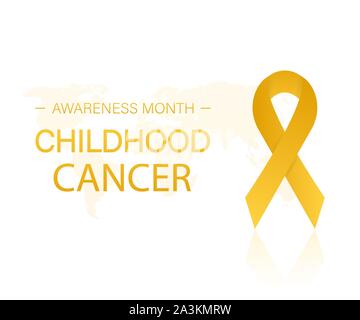 Hintergrund mit realistischen Gold Ribbon. World Childhood Cancer Symbol. Vector lieferbar Abbildung. Stock Vektor