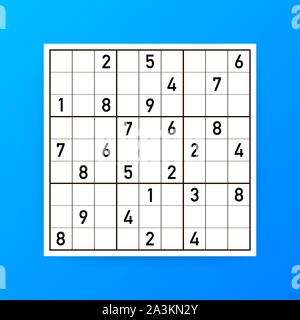 Sudoku Puzzle Spiel. Vektor Sudoku Puzzle Spiel mit Zahlen. Vector lieferbar Abbildung. Stock Vektor