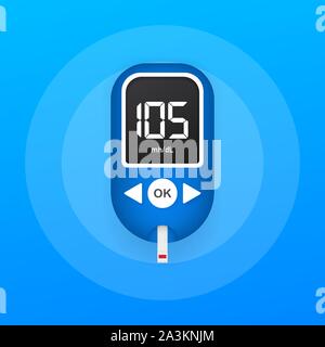 Blutzuckermessgerät level Test. Diabetes glucometer. Abstrakte Konzept Grafik Web Banner Element. Vector lieferbar Abbildung. Stock Vektor