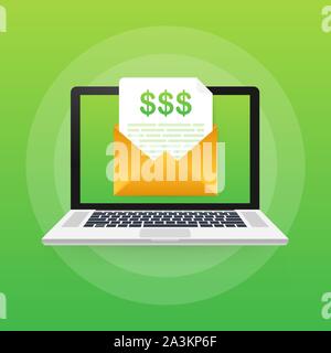 Rechnung Symbol in flache Linie Stil. geschäftlichen oder finanziellen Operationen unterzeichnen. Abrechnung und Bezahlung von Rechnungen. Vector lieferbar Abbildung. Stock Vektor