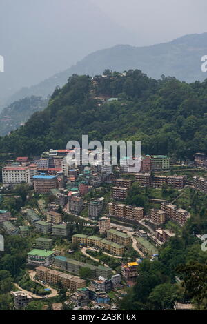 Anzeigen von Gangtok von Seilbahn Punkt, Gangtok, Sikkim, Indien Stockfoto