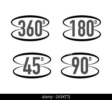 360 Grad Ansicht zeichen Symbol. Schilder mit Pfeilen, um die Drehung oder Panoramen bis 360 Grad an. Vector lieferbar Abbildung. Stock Vektor