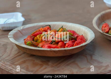 Naga Chili, Es ist einer der heißesten bekannten chili peppers. Satakha Dorf, Nagaland, Indien Stockfoto