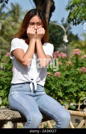 Minderheit Weibliche und Angst Stockfoto