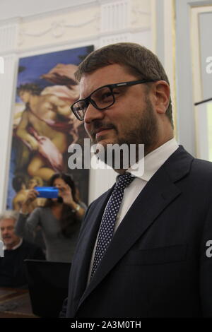 Neapel, Italien. 07 Okt, 2019. Gennaro Migliore, PD Politiker bei einer Initiative der "ITALIA VIVA' politische Bewegung in Neapel. (Foto von Salvatore Esposito/Pacific Press) Quelle: Pacific Press Agency/Alamy leben Nachrichten Stockfoto