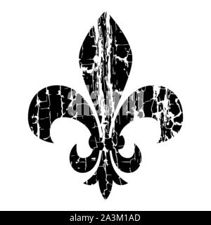 Fleur de Lis. Heraldische Lilie. Mardi Gras Symbol. Grunge Hintergrund schwarz Stock Vektor