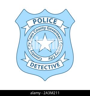 Polizei Abzeichen Symbol. Dünne Linie mit blauer Füllung Design. Vector Illustration. Stock Vektor