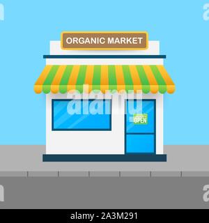 Vegetarischer Markt, frische Bio-Lebensmittel vom Bauernhof. Gesunde Gemüse und Früchte. Vektor-Bildmaterial. Stock Vektor