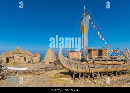 Andean Eco Village, Museum in Huatajata, Dorf am Seeufer des Titicacasee, La Paz, Bolivien, Lateinamerika Stockfoto