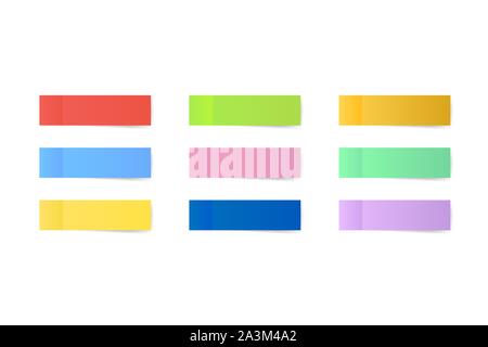 Klebrige farbigen Noten. Post beachten Sie Papier. Vector lieferbar Abbildung. Stock Vektor