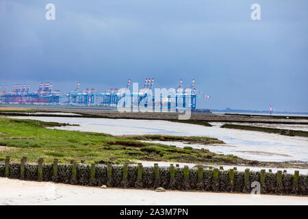 Anzeigen von Bremerhaven nach Bremerhaven Seehafen, Freie Hansestadt Bremen, Deutschland, Europa Stockfoto