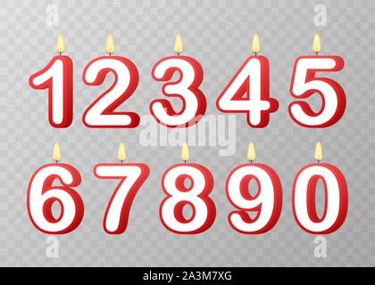 Satz von Happy Birthday Kerze zahlen. Vector lieferbar Abbildung: Stock Vektor